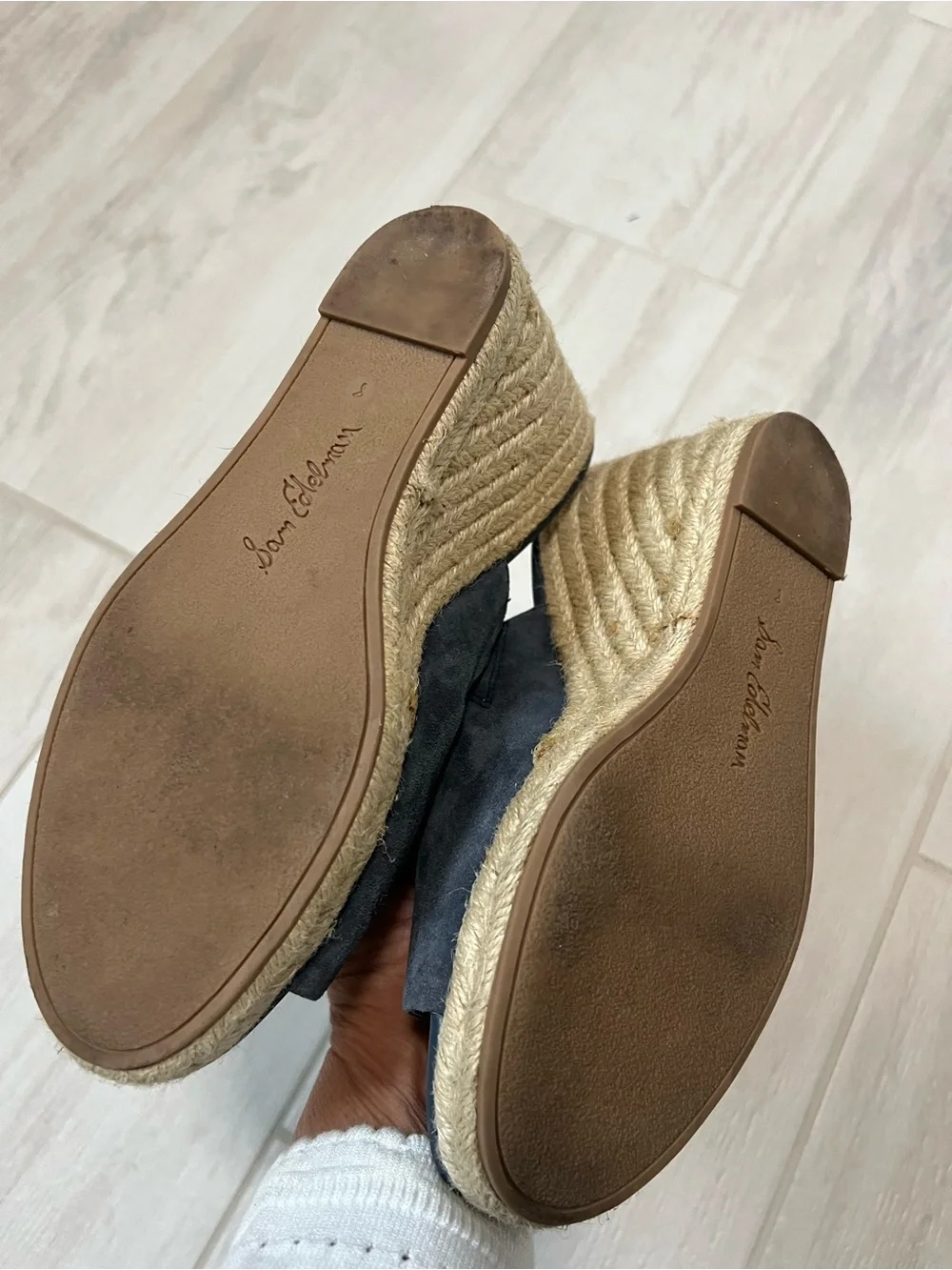 Sam Edelman Blue Suede Espadrille Wedge Mules